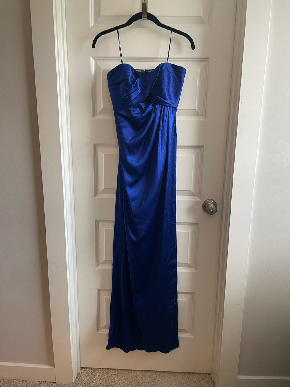 Nicole Miller Cobalt Blue Strapless Evening Gown